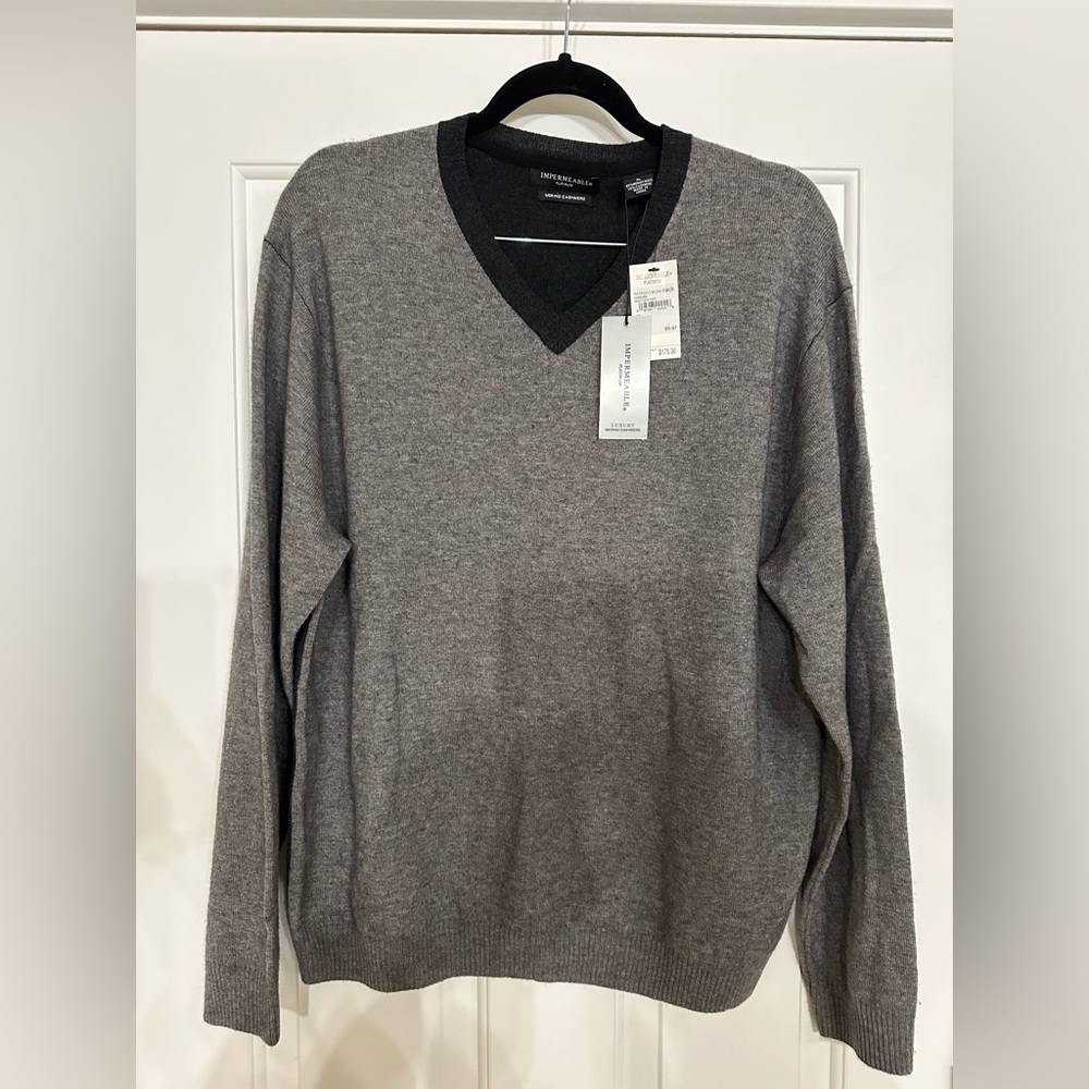 Men’s Impermeable Merino Cashmere V-neck Sweater